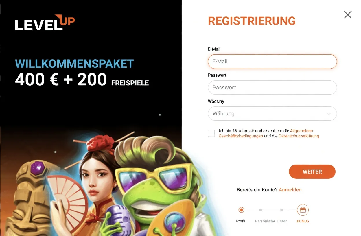 levelup casino bonus